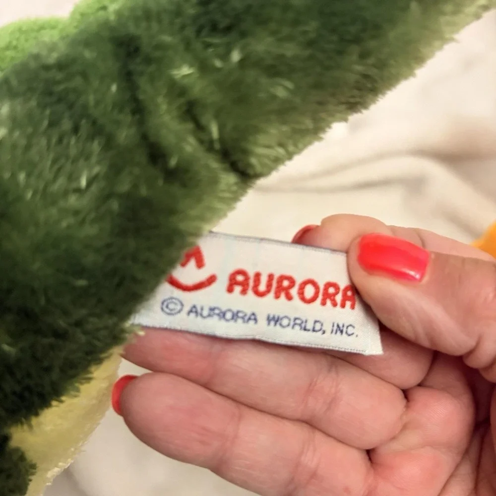 Vintage Aurora Green Alligator Plush Stuff Animal Collectible Retro Toy Kids 90s